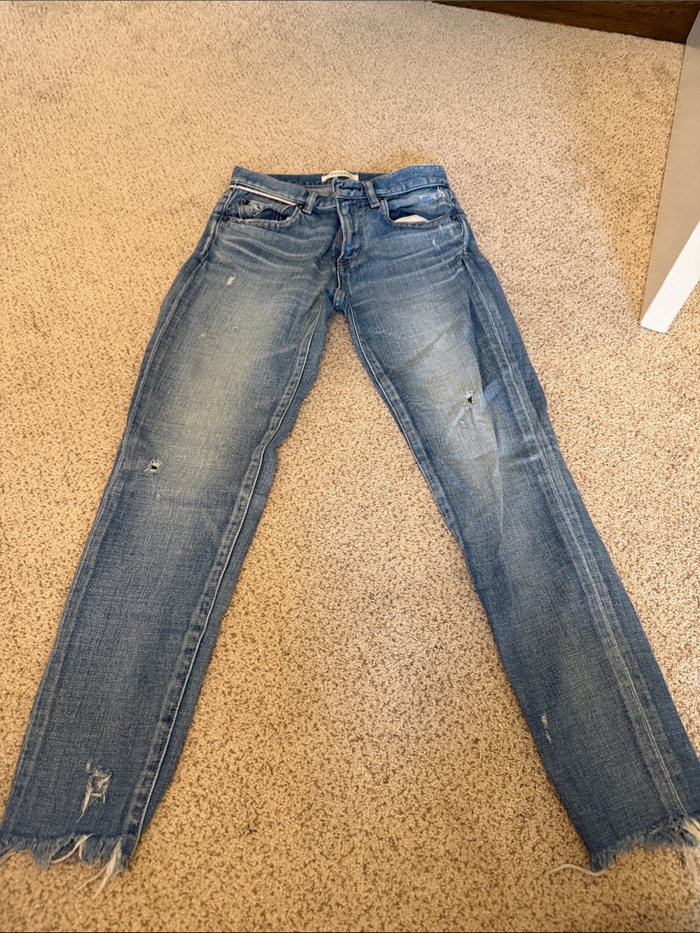 Moussy Light Blue Distressed Ankle Jeans